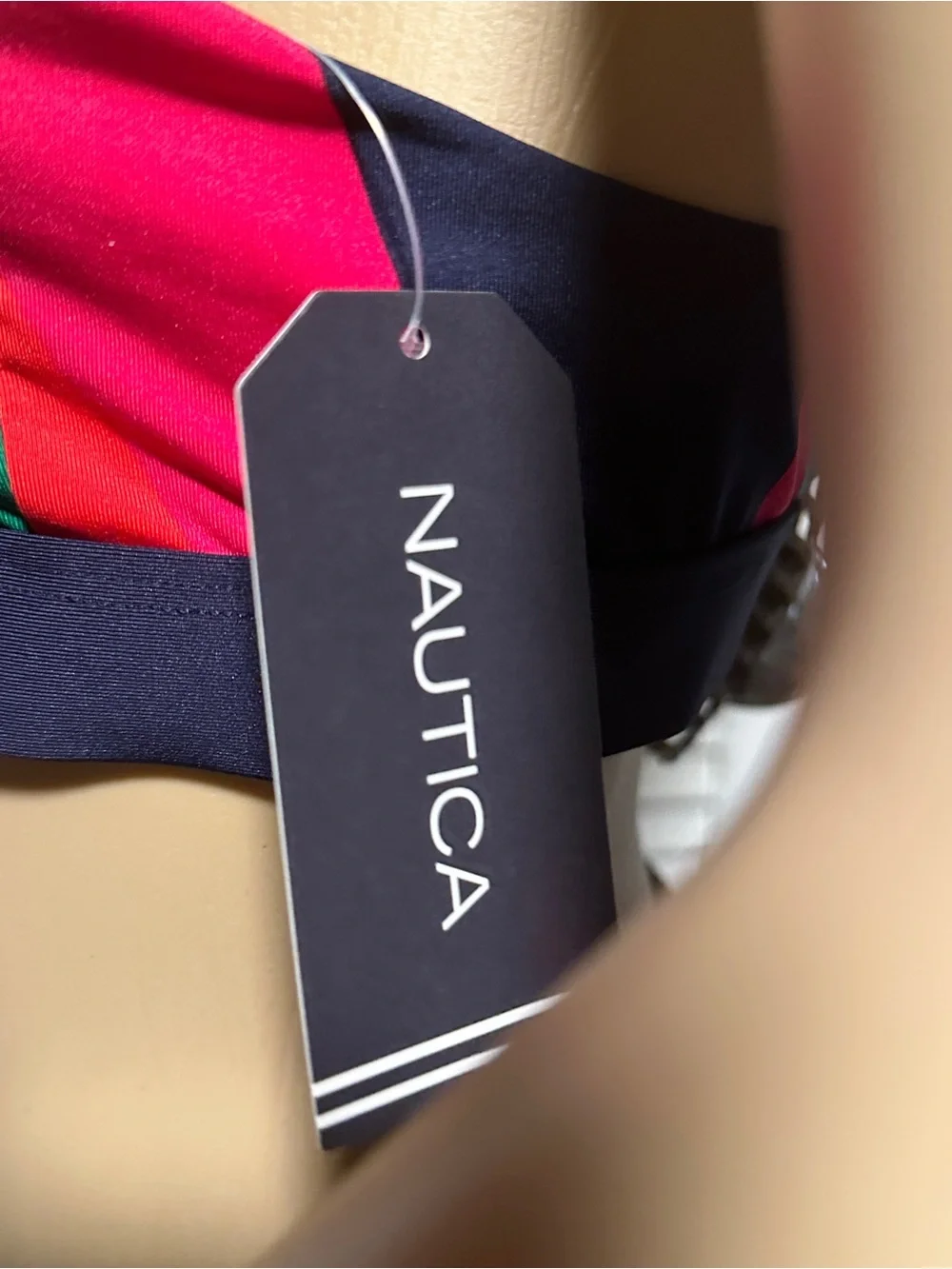 NWT Nautica Rainbow Stripe Sails High-Neck Bikini Swim Top Large L